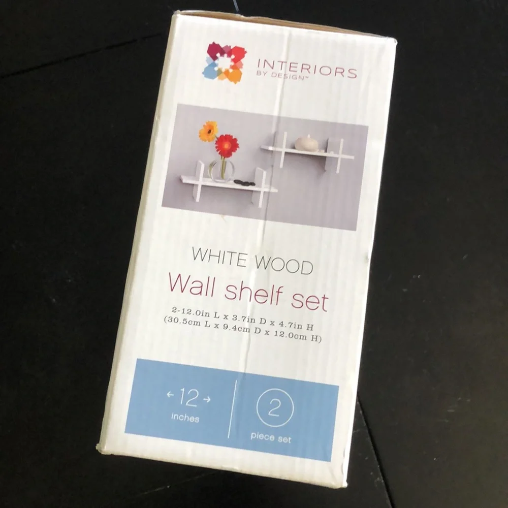 Interiors by Design White Wood Wall Shelf Set